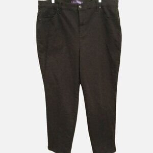 Gloria Vanderbilt Women Plus 18W AMANDA Jeans Pants Brown 5-Pocket Stretch Taper